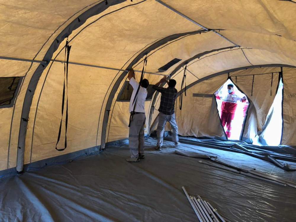 برپایی مرکز درمانی سریع الاستقرار (R.D.H) جمعیت هلال احمر در شهرستان اندیمشک⁣