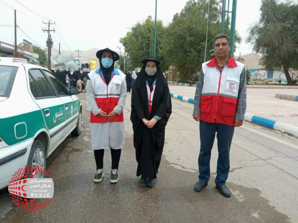 حضور پر شور کارکنان و اعضای داوطلب هلال احمر آغاجاری در راهپیمایی روز قدس