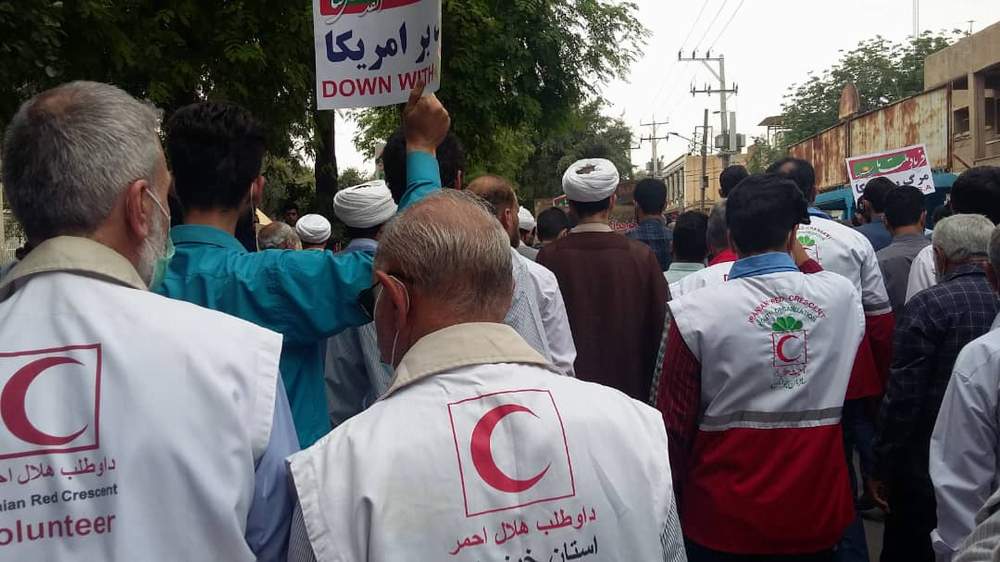 مشارکت پر شور پرسنل و اعضای هلال احمر شهرستان اندیمشک در راهپیمایی روز قدس