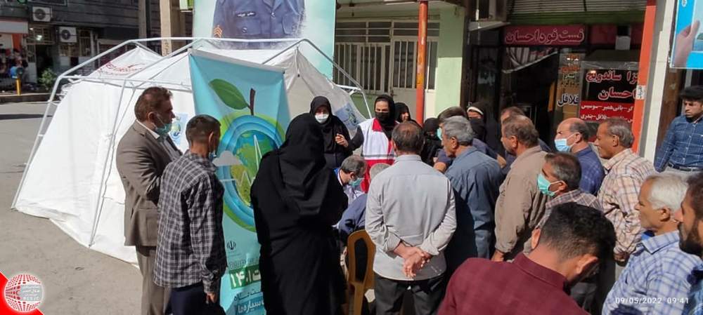 ایستگاه سلامت و چادر فراخوان عضویت به مناسبت هفته هلال احمر در شهرستان باغملک برپا شد